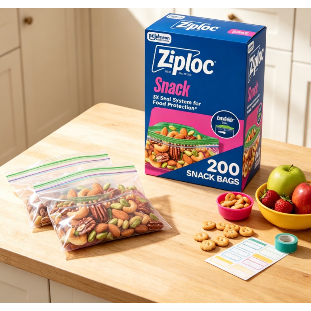 Food Snacks Brands - ジップロック ® イージーガイド付きブランドスナックバッグ ™ テクスチャ、グリップ＆シール技術 ™
