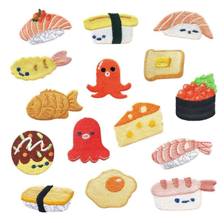 Food Snacks Pictures - 10 個の刺繍パッチ人気の食品スナック刺繍入り衣類帽子バッグ靴修理材料電話ギフトボックス装飾 DIY アクセサリー
