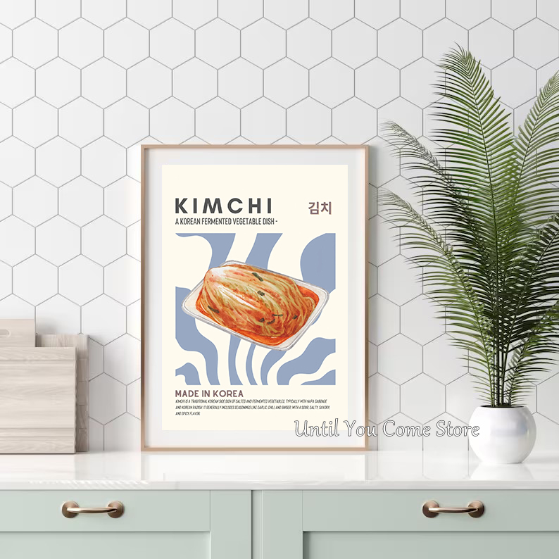 漫画古典的な韓国食品スナックポスタープリントキャンバスアート - Food Snacks Pictures のレビューと価格