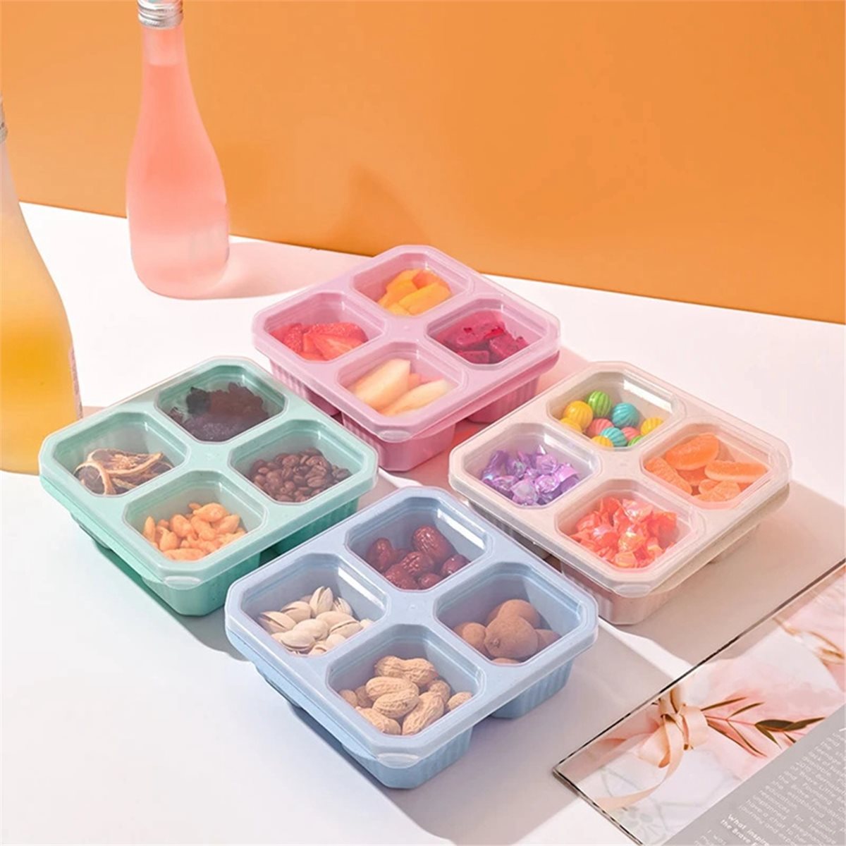 【TODAY-BUY】~@ 4パック スナック容器 弁当箱  - Food Snacks To Buy のレビューと価格