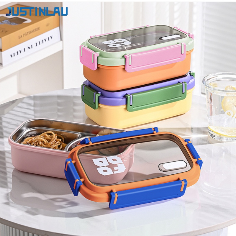 JUSTINLAU 2 グリッド弁当箱ステンレス鋼ランチコン - Food Snacks Wholesale のレビューと価格